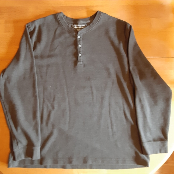 EDDIE BAUER THERMAL WAFFLE KNIT HENLEY in FADED BLACK (GRAPHITE) MENS SIZE 2XL. - Picture 10 of 10
